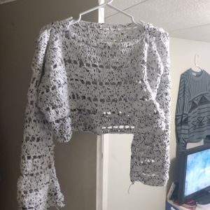 Homemade crochet cropped sweater